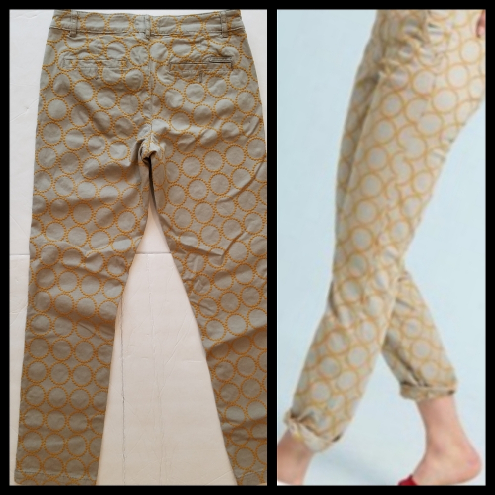 Yellow Circle-embroidery Sage Chinos